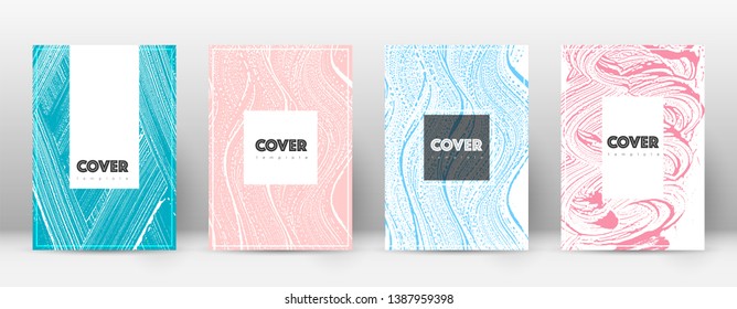 Cover page design template. Hipster brochure layout. Brilliant trendy abstract cover page. Pink and blue grunge texture background. Neat poster.