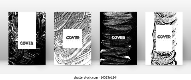 Cover page design template. Hipster brochure layout. Breathtaking trendy abstract cover page. Black and white grunge texture background. Juicy poster.