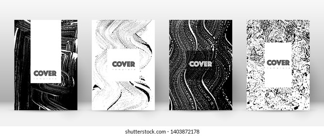 Cover page design template. Hipster brochure layout. Breathtaking trendy abstract cover page. Black and white grunge texture background. Modern poster.