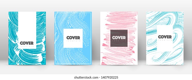 Cover page design template. Hipster brochure layout. Brilliant trendy abstract cover page. Pink and blue grunge texture background. Bewitching poster.