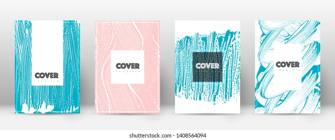 Cover page design template. Hipster brochure layout. Captivating trendy abstract cover page. Pink and blue grunge texture background. Alive poster.