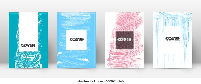 Cover page design template. Hipster brochure layout. Captivating trendy abstract cover page. Pink and blue grunge texture background. Charming poster.