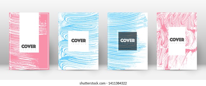Cover page design template. Hipster brochure layout. Brilliant trendy abstract cover page. Pink and blue grunge texture background. Modern poster.