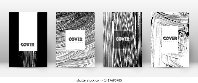 Cover page design template. Hipster brochure layout. Breathtaking trendy abstract cover page. Black and white grunge texture background. Grand poster.