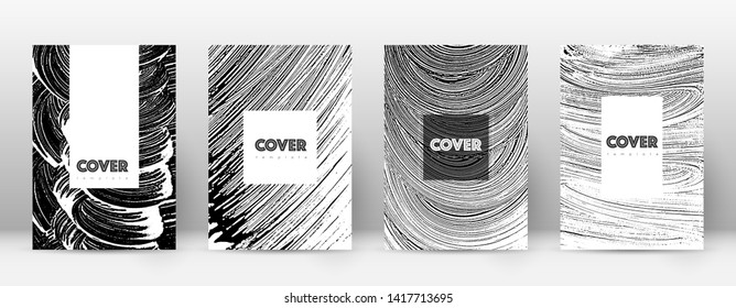 Cover page design template. Hipster brochure layout. Breathtaking trendy abstract cover page. Black and white grunge texture background. Impressive poster.