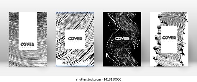 Cover page design template. Hipster brochure layout. Breathtaking trendy abstract cover page. Black and white grunge texture background. Powerful poster.