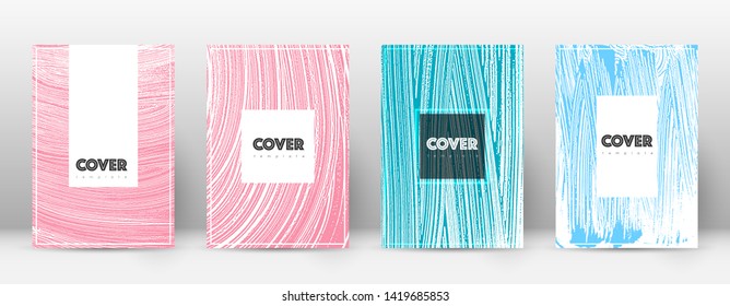 Cover page design template. Hipster brochure layout. Captivating trendy abstract cover page. Pink and blue grunge texture background. Creative poster.