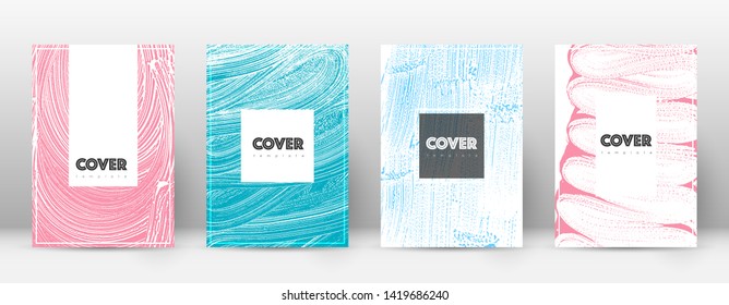 Cover page design template. Hipster brochure layout. Breathtaking trendy abstract cover page. Pink and blue grunge texture background. Wonderful poster.