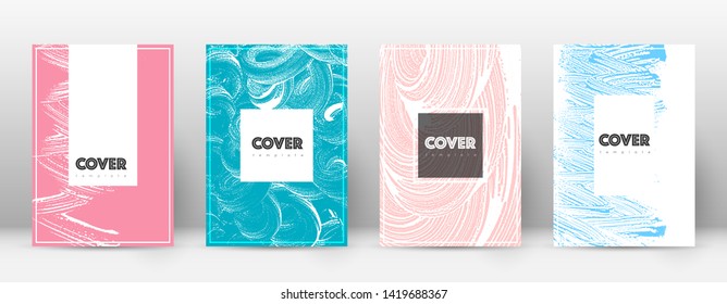 Cover page design template. Hipster brochure layout. Captivating trendy abstract cover page. Pink and blue grunge texture background. Cute poster.