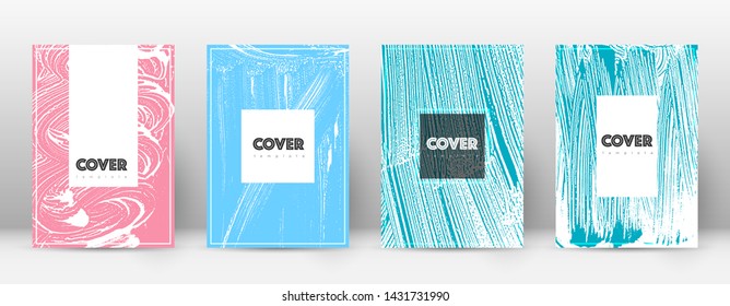 Cover page design template. Hipster brochure layout. Brilliant trendy abstract cover page. Pink and blue grunge texture background. Original poster.