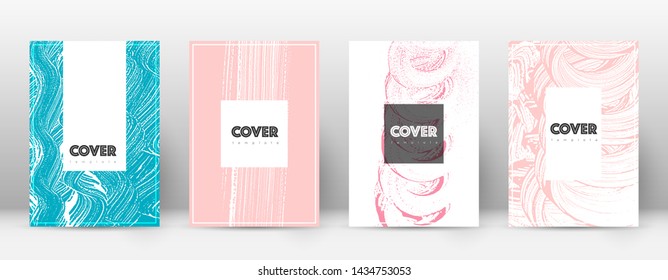 Cover page design template. Hipster brochure layout. Brilliant trendy abstract cover page. Pink and blue grunge texture background. Delightful poster.
