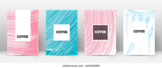 Cover page design template. Hipster brochure layout. Breathtaking trendy abstract cover page. Pink and blue grunge texture background. Surprising poster.