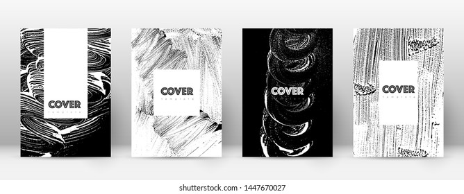 Cover page design template. Hipster brochure layout. Breathtaking trendy abstract cover page. Black and white grunge texture background. Fresh poster.