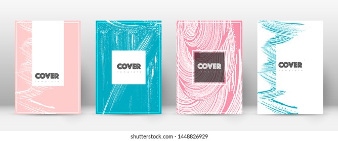 Cover page design template. Hipster brochure layout. Brilliant trendy abstract cover page. Pink and blue grunge texture background. Flawless poster.