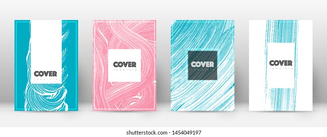 Cover page design template. Hipster brochure layout. Brilliant trendy abstract cover page. Pink and blue grunge texture background. Exquisite poster.