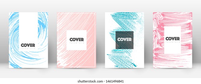 Cover page design template. Hipster brochure layout. Brilliant trendy abstract cover page. Pink and blue grunge texture background. Valuable poster.