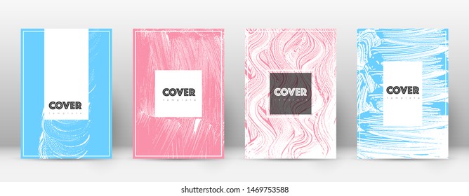 Cover page design template. Hipster brochure layout. Brilliant trendy abstract cover page. Pink and blue grunge texture background. Fabulous poster.