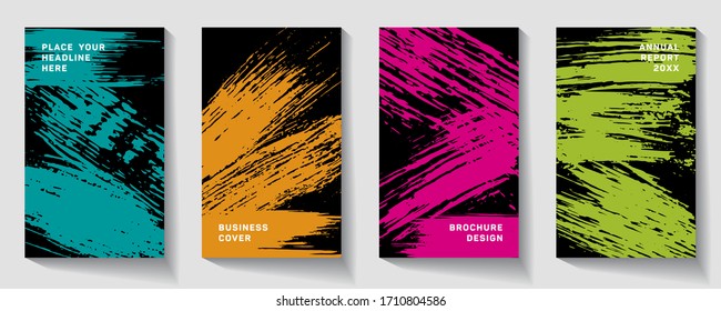 Cover page design template. Hipster brochure layout. Flyer promotion.  Presentation cover. Vector illustration. splash paint like a comma. Pink, orange, green, azure.