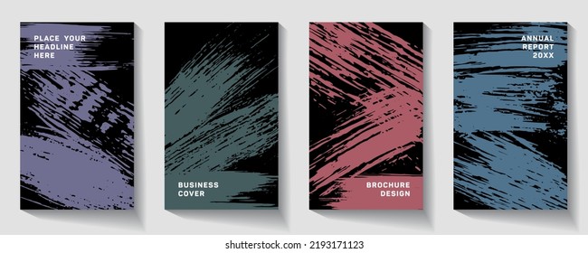 Cover page design template. Hipster brochure layout. Simple pattern.  Pink and blue grunge texture background. Curious poster.