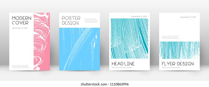 Cover page design template. Minimal brochure layout. Charming trendy abstract cover page. Pink and blue grunge texture background. Nice poster.