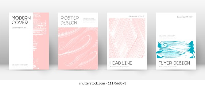 Cover page design template. Minimal brochure layout. Charming trendy abstract cover page. Pink and blue grunge texture background. Good-looking poster.