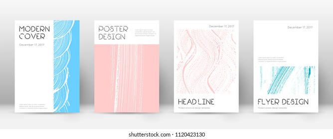 Cover page design template. Minimal brochure layout. Charming trendy abstract cover page. Pink and blue grunge texture background. Appealing poster.