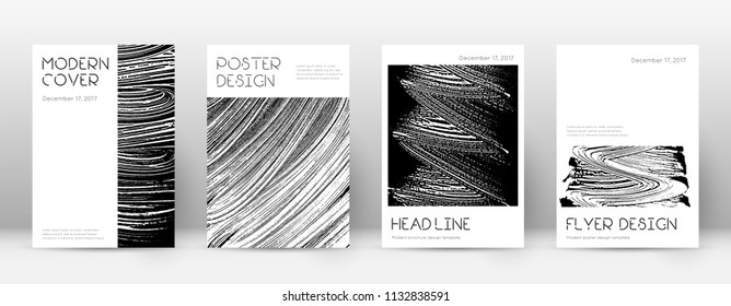 Cover page design template. Minimal brochure layout. Captivating trendy abstract cover page. Black and white grunge texture background. Fancy poster.