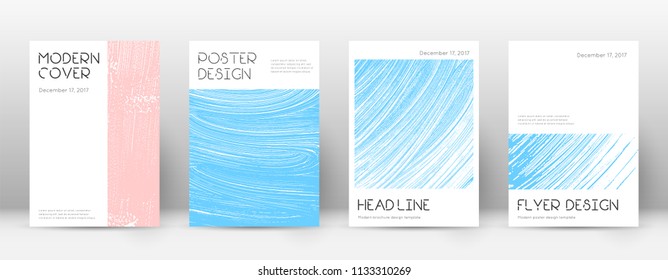 Cover page design template. Minimal brochure layout. Charming trendy abstract cover page. Pink and blue grunge texture background. Unique poster.