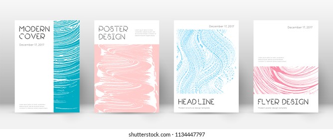 Cover page design template. Minimal brochure layout. Charming trendy abstract cover page. Pink and blue grunge texture background. Graceful poster.