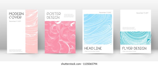 Cover page design template. Minimal brochure layout. Classic trendy abstract cover page. Pink and blue grunge texture background. Curious poster.