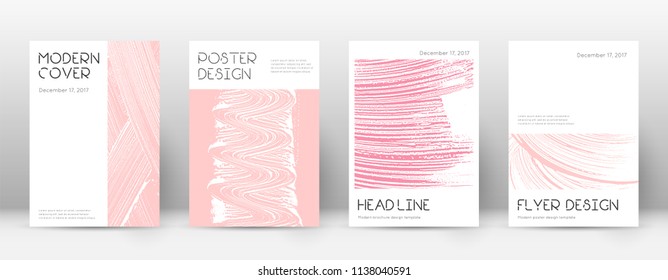 Cover page design template. Minimal brochure layout. Classic trendy abstract cover page. Pink and blue grunge texture background. Alluring poster.