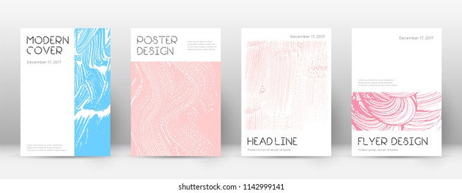 Cover page design template. Minimal brochure layout. Charming trendy abstract cover page. Pink and blue grunge texture background. Breathtaking poster.