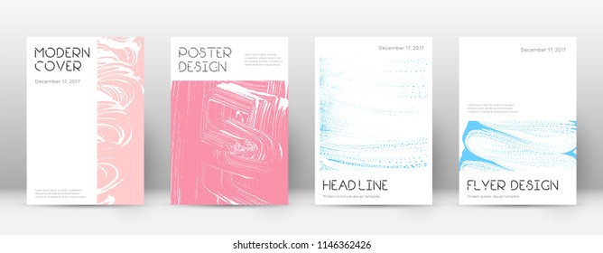 Cover page design template. Minimal brochure layout. Charming trendy abstract cover page. Pink and blue grunge texture background. Adorable poster.