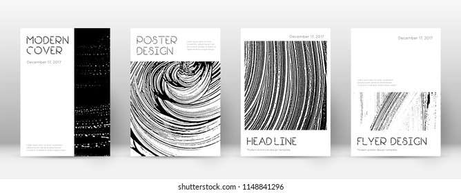 Cover page design template. Minimal brochure layout. Captivating trendy abstract cover page. Black and white grunge texture background. Mesmeric poster.