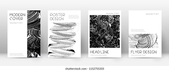 Cover page design template. Minimal brochure layout. Captivating trendy abstract cover page. Black and white grunge texture background. Modern poster.