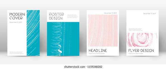 Cover page design template. Minimal brochure layout. Charming trendy abstract cover page. Pink and blue grunge texture background. Radiant poster.