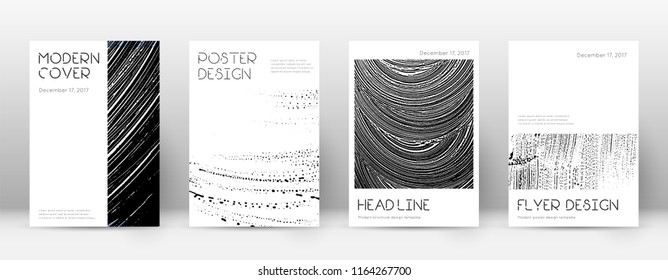 Cover page design template. Minimal brochure layout. Captivating trendy abstract cover page. Black and white grunge texture background. Pleasing poster.