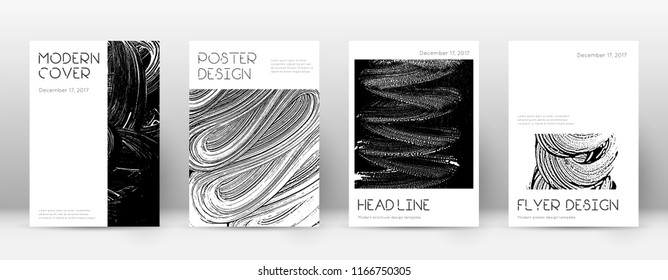 Cover page design template. Minimal brochure layout. Captivating trendy abstract cover page. Black and white grunge texture background. Incredible poster.