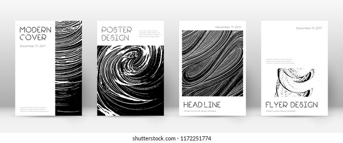 Cover page design template. Minimal brochure layout. Captivating trendy abstract cover page. Black and white grunge texture background. Fine poster.