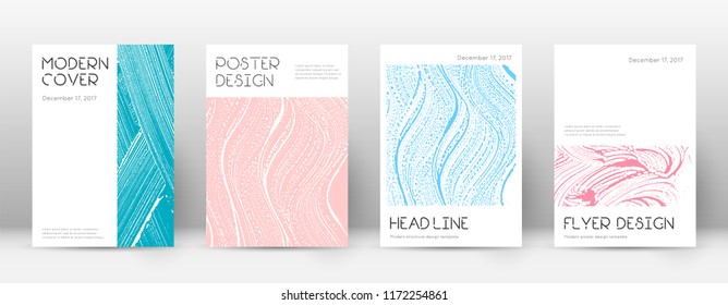 Cover page design template. Minimal brochure layout. Charming trendy abstract cover page. Pink and blue grunge texture background. Mesmeric poster.