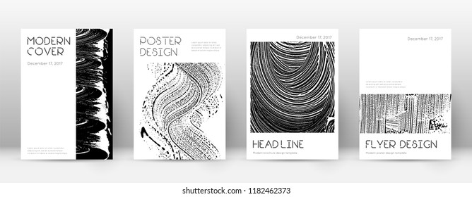 Cover page design template. Minimal brochure layout. Captivating trendy abstract cover page. Black and white grunge texture background. Glamorous poster.