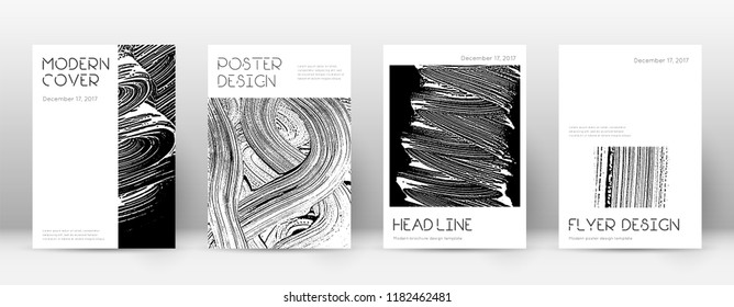 Cover page design template. Minimal brochure layout. Captivating trendy abstract cover page. Black and white grunge texture background. Majestic poster.