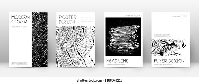 Cover page design template. Minimal brochure layout. Captivating trendy abstract cover page. Black and white grunge texture background. Extraordinary poster.