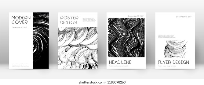 Cover page design template. Minimal brochure layout. Captivating trendy abstract cover page. Black and white grunge texture background. Rare poster.