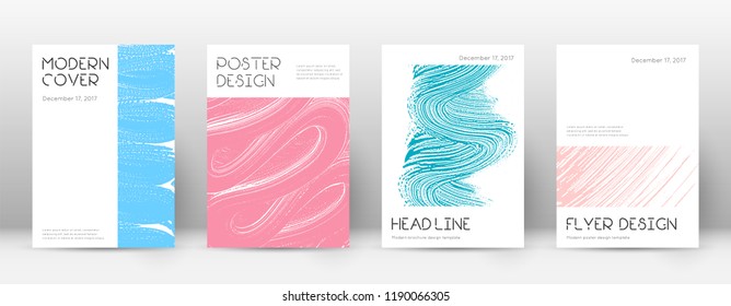 Cover page design template. Minimal brochure layout. Classic trendy abstract cover page. Pink and blue grunge texture background. Bizarre poster.