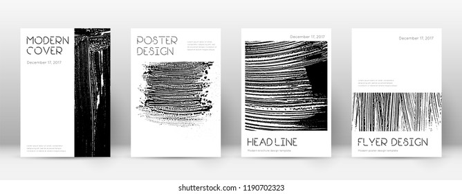 Cover page design template. Minimal brochure layout. Captivating trendy abstract cover page. Black and white grunge texture background. Favorable poster.