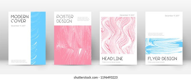 Cover page design template. Minimal brochure layout. Charming trendy abstract cover page. Pink and blue grunge texture background. Exquisite poster.