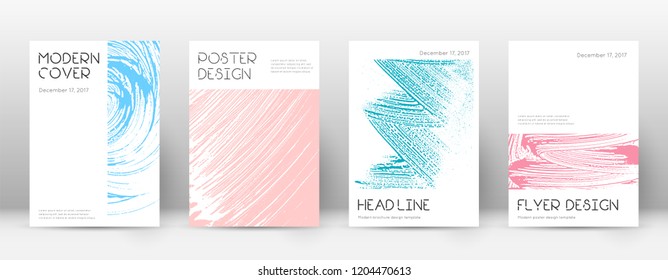 Cover page design template. Minimal brochure layout. Charming trendy abstract cover page. Pink and blue grunge texture background. Unequaled poster.