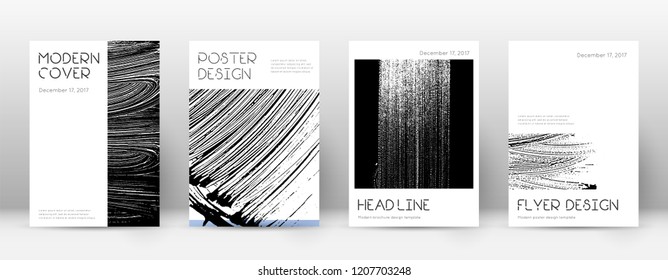 Cover page design template. Minimal brochure layout. Captivating trendy abstract cover page. Black and white grunge texture background. Quaint poster.