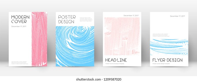 Cover page design template. Minimal brochure layout. Classic trendy abstract cover page. Pink and blue grunge texture background. Artistic poster.